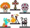 6 Pieces Day of The Dead Centerpieces for Parties Wooden Table Centerpieces Dia De Los Muertos Decorations Desk Day of The Dead Decorations Mexican Sugar Skull Signs for Halloween Party